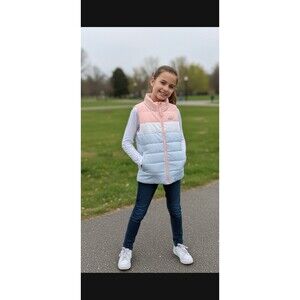 Girls Puma Pink puffer outdoor vest jacket  sz M 10/12